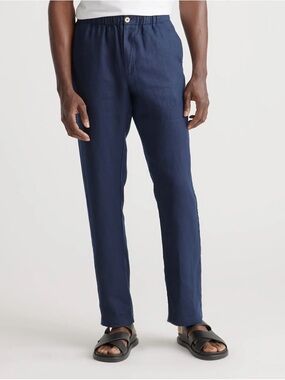 NWT Quince Men’s 100% European Linen Deep Navy Pants Quiet Luxury